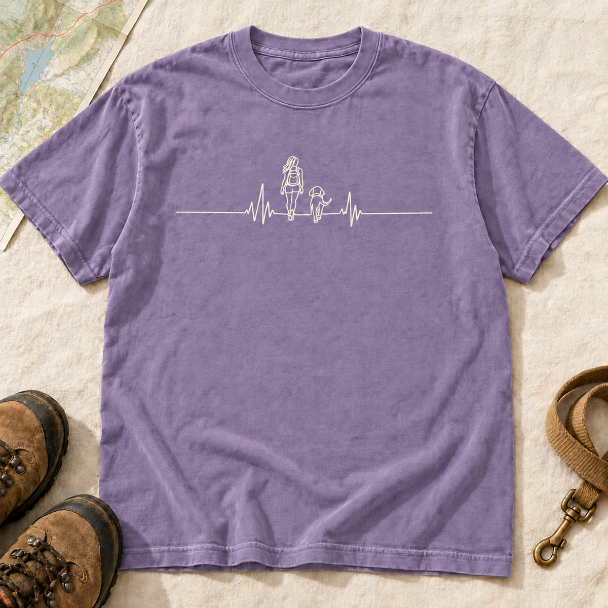 Trail Heartbeat Hiker & Dog T-Shirt | Buddy Outfitters
