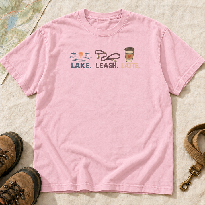 Lake, Leash & Latte Dog Lover T-Shirt | Buddy Outfitters