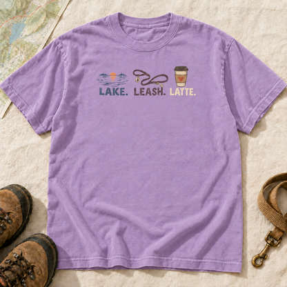 Lake, Leash & Latte Dog Lover T-Shirt | Buddy Outfitters