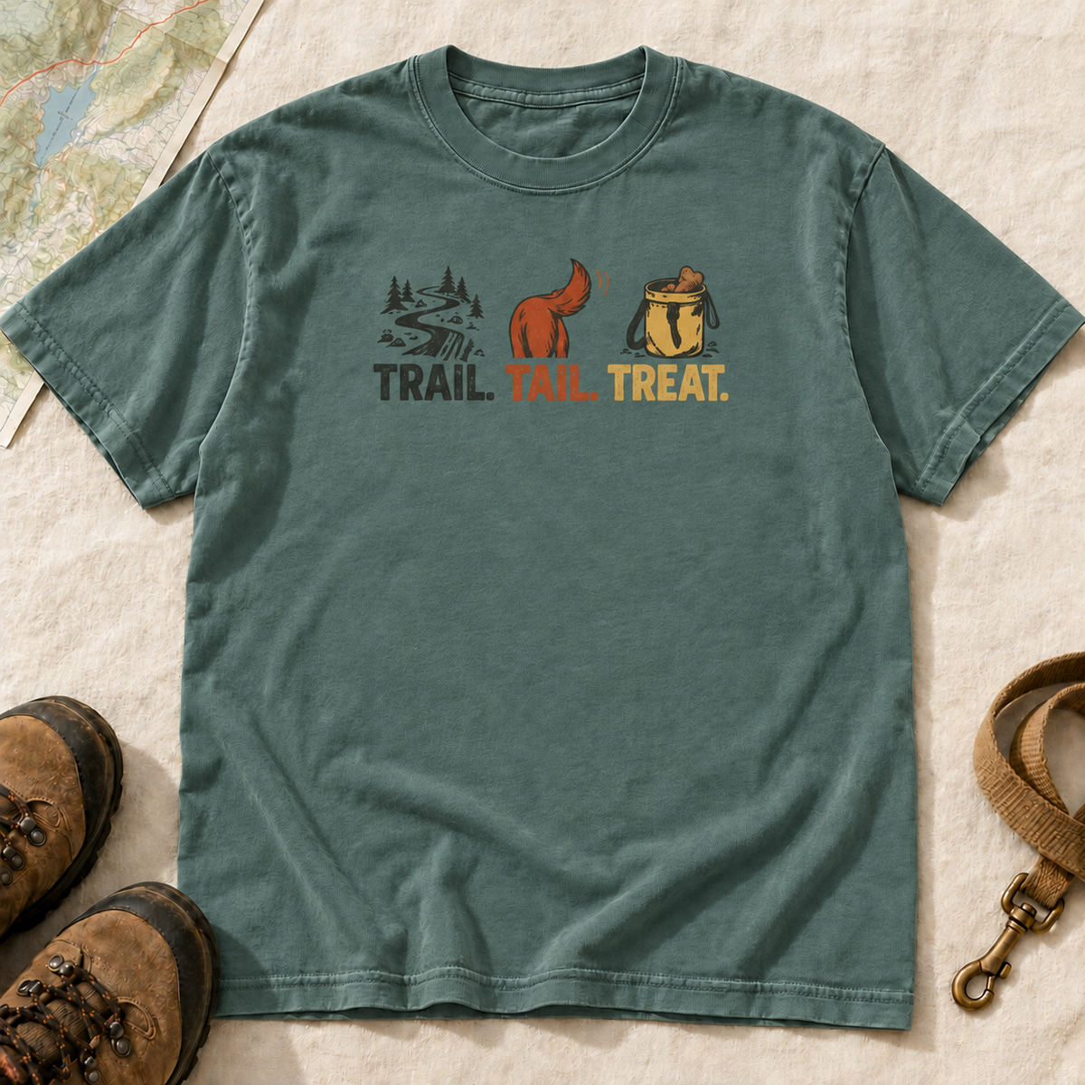 Trail, Tail & Treat Dog Hiking T-Shirt | Buddy Outfitters