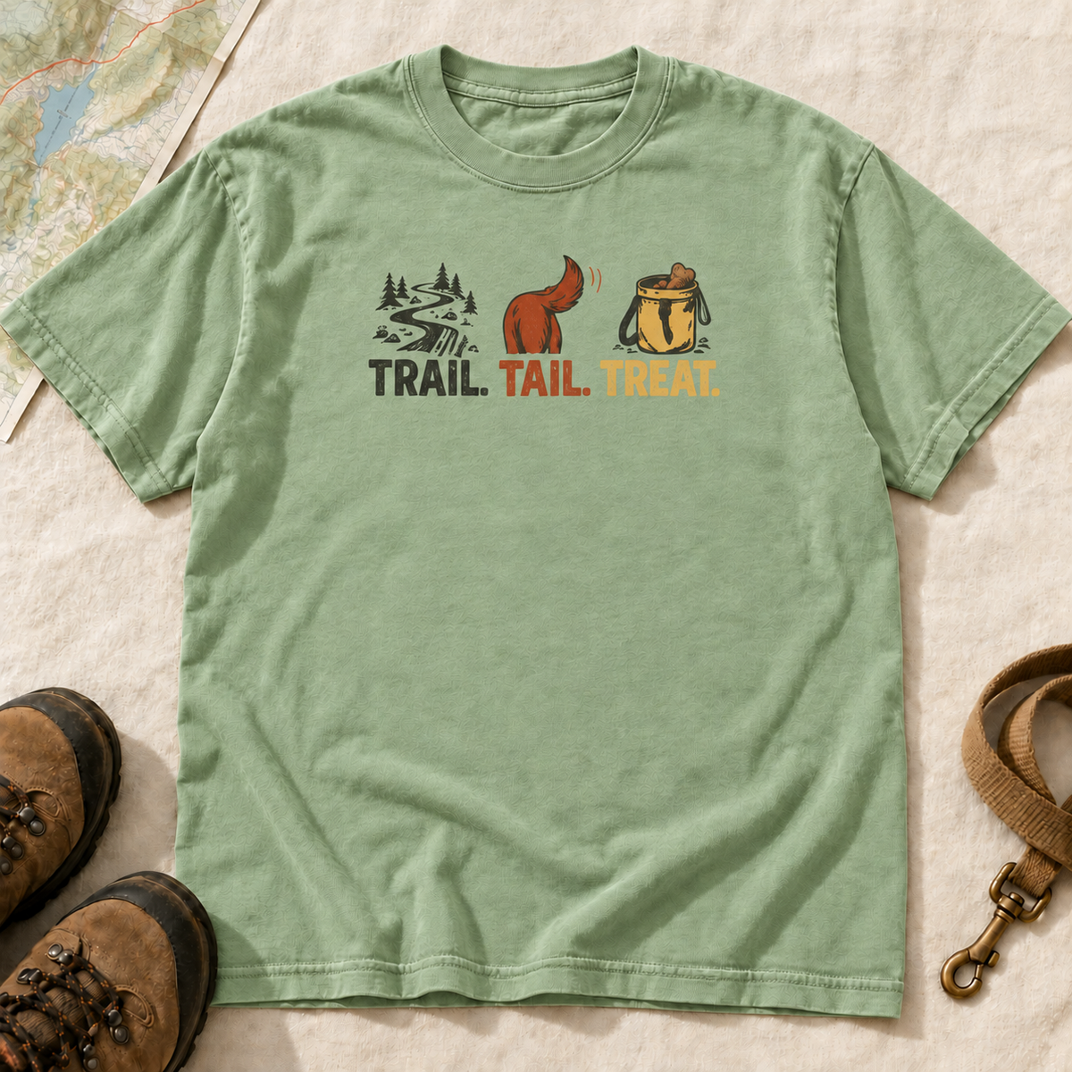Trail, Tail & Treat Dog Hiking T-Shirt | Buddy Outfitters